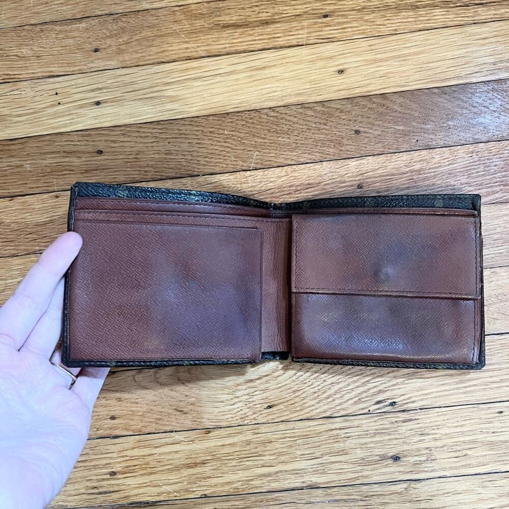Louis Vuitton vintage canvas leather print unisex wallet brown house web - Picture 3 of 9